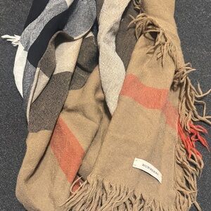 Burberry Tan and Red Plaid Scarf